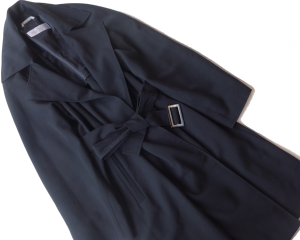 美品■マックスマーラベルテッドラップウールコート■白タグ