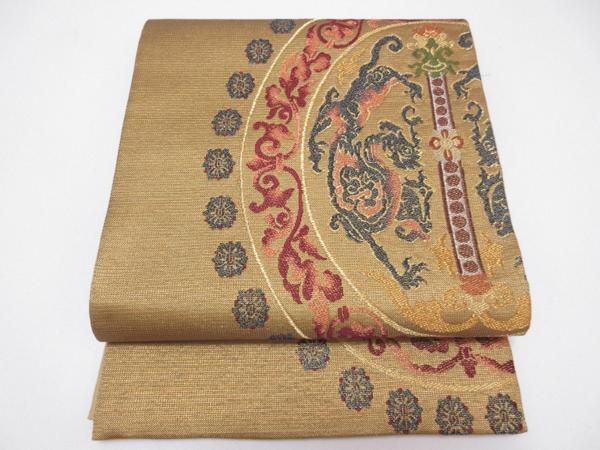 ドークブア■太鼓柄袋帯　麒麟　櫛織　極上の逸品　A41