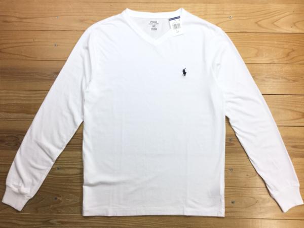 新品【XXL】☆ラルフローレン☆無地Vネック長袖Tシャツ/白