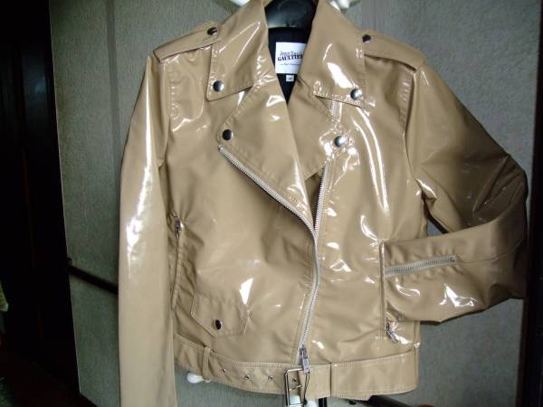 ゴルチェ GAULTTER ラミネート/ ライダースジャケットベージュ40