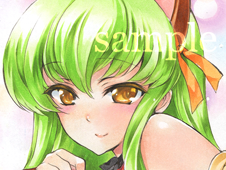 同人 手描きイラスト ☆　コードギアス　C.C.　☆ 色紙