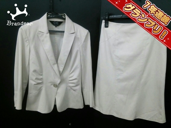 クードシャンス スカートスーツ 38 レディース 美品 ベージュ