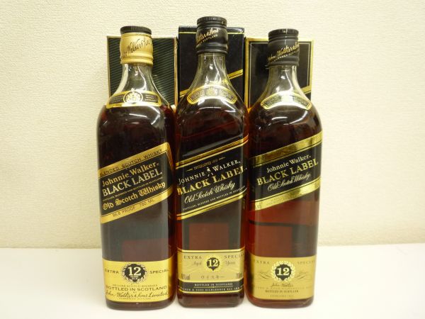 F239 古酒 ジョニーウォーカー 黒ラベル 12年 3本 未開栓・Z 食品