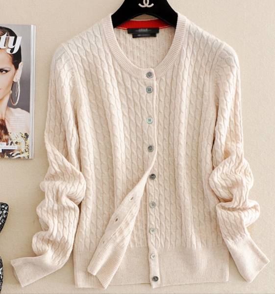 ★上質★カシミヤ85%定番カーディガンM ベージュ