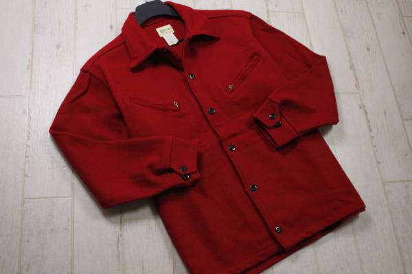DB56◎USA製！メルトンMELTON ウールシャツジャケットXL程/赤