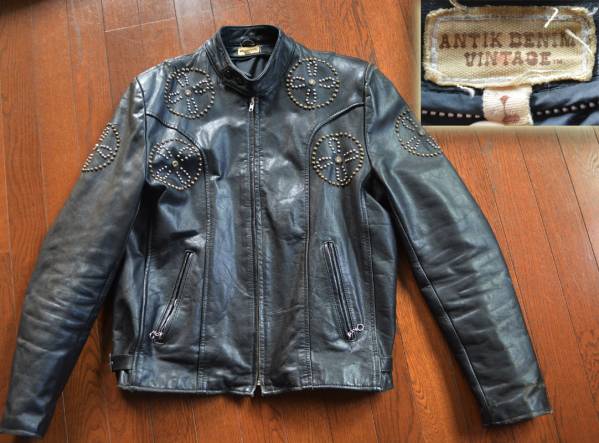 最終値下ANTIK DENIMスタッズレザーライダース　Lヴィンテージ