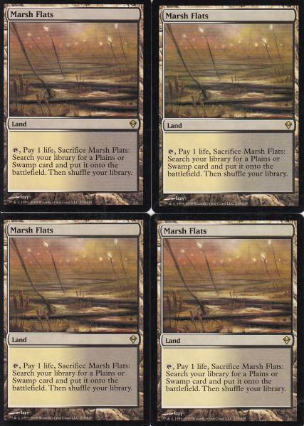 湿地の干潟/Marsh Flats 英語 4枚セット MTG 湿地の干潟 ゼンディカー