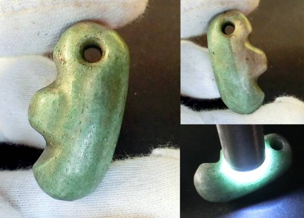蔵出■古墳期 古色美石目 翡翠製 子持 勾玉■縄文須弥生恵器土偶