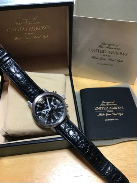UNITED ARROWS 武骨なレザークロノ 42mm 黒 USED