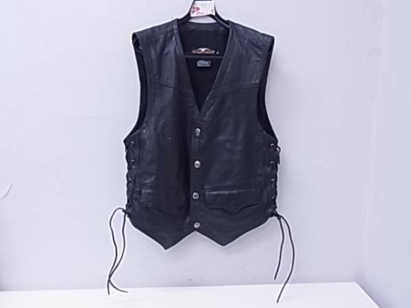 ○ハーレーダビッドソン　革ベスト　Sサイズ made in USA 中古♪
