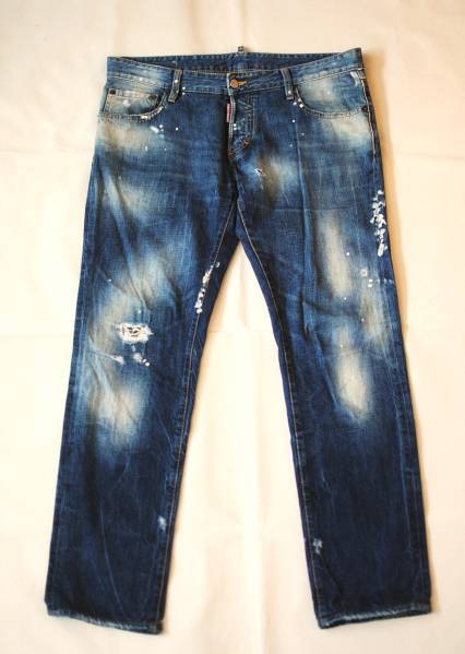 ディースクエアード ペンキ ダメージ加工 テーパード デニム 52