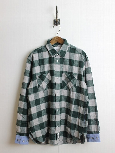 美品 2016AW RISEY ライジー HTRD SHIRT 2*チェック ネル シャツ