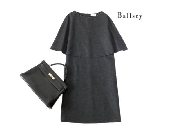 ◆ボールジー◆美品ケープ付ジャージーウールワンピースセット38