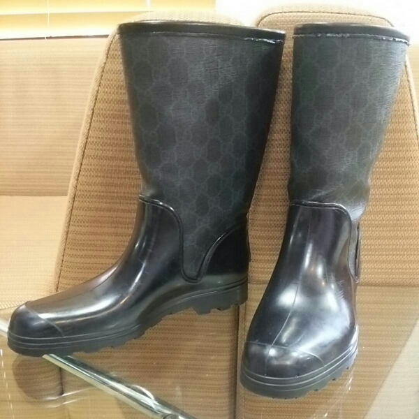 GUCCI☆GG柄 ショートブーツ レインブーツ☆37☆グッチ 黒 GUCCI☆GG柄 ショートブーツ レインブーツ☆37☆グッチ 黒