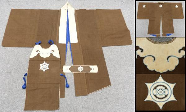 ◇田園◇火事装束 火消 丸に木瓜紋 火事羽織・胸当（前掛け）　