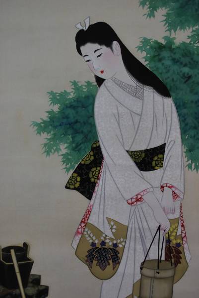 佳信　美人画　掛軸☆彡J-139