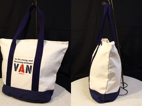★VAN JAC　トートバッグ　ロゴ　ネイビー