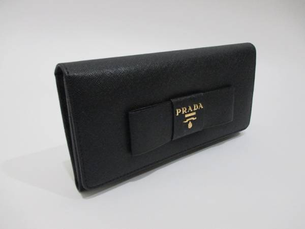 シ*ロ様 PRADA リボン付き長財布 黒 売れ筋特価 【PRADA】プラダ 長財布 二つ折り リボン BK 【公式通販】