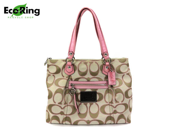 1円 美品 コーチ シグネチャー ショルダー トートバッグ DM398