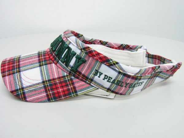 レア★JackBunny by パーリーゲイツ ロゴチェックバイザー★赤白