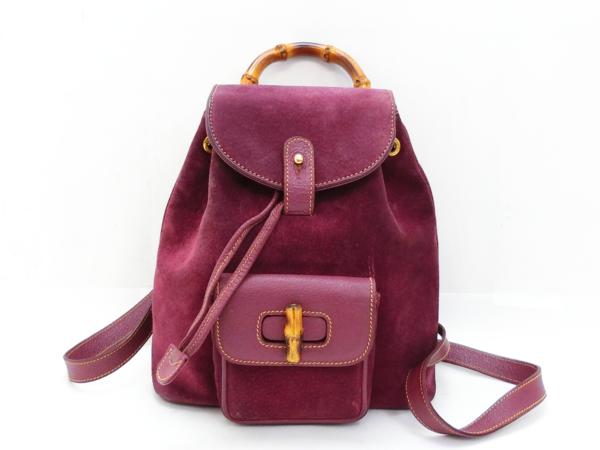 ◇Y5891 グッチ バンブー スエード レザー リュック バッグ ！！ GUCCI 