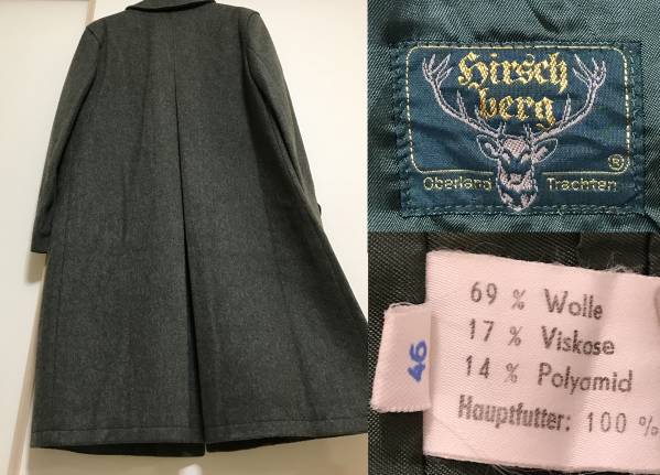 ★「ステンカラー コート」①★ 独逸 Hirschberg ★混紡《美品》