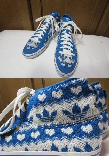 美品！adidas 綿ニット地　ハイカットスニーカー　