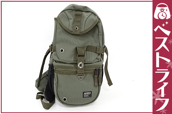 1円 本物 アヴィレックス キャンバス ショルダーバッグ 茶系