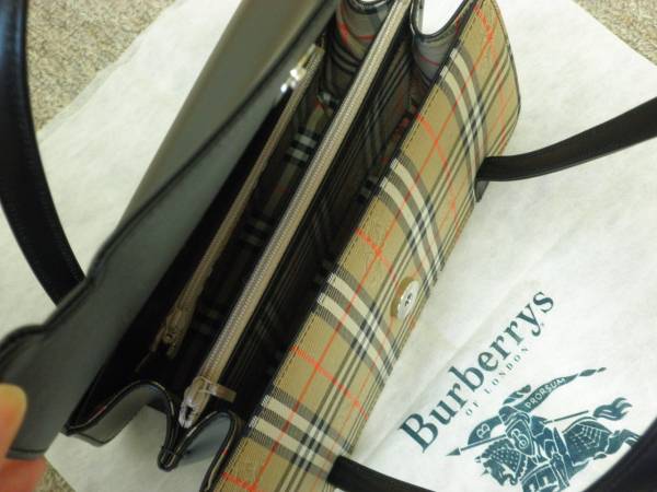ハンドバッグ バーバリー レザー ブラック 黒 ノバチェック BURBERRY