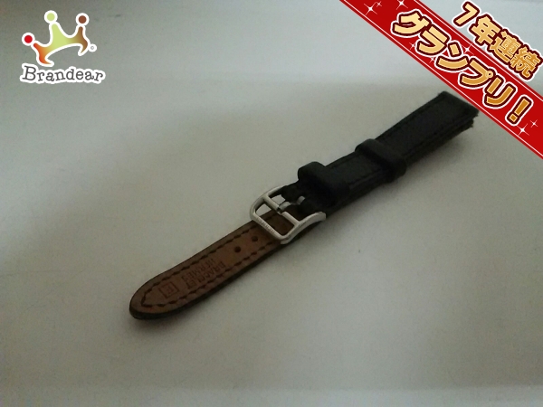エルメス 小物 美品 黒 腕時計用替えベルト レザー×金属素材