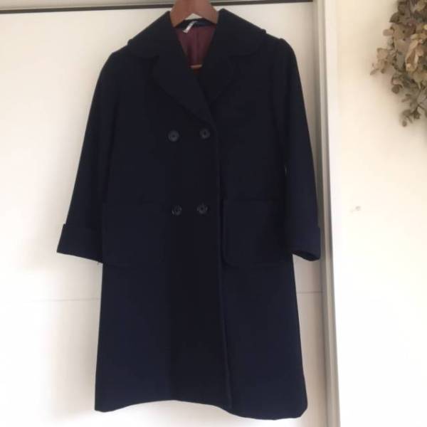 130 MITSUKOSHI上品紺色コート　ウール100%　通学　私立小学校