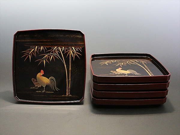茶道具 香合 | : 共箱 黒柿 茶器⁄茶道具 山中塗 漆芸 丸香合 黒柿四方