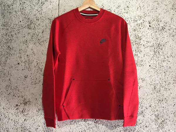 新品 NIKE TECH FLEECE CREW テックフリース クルーネック S 赤