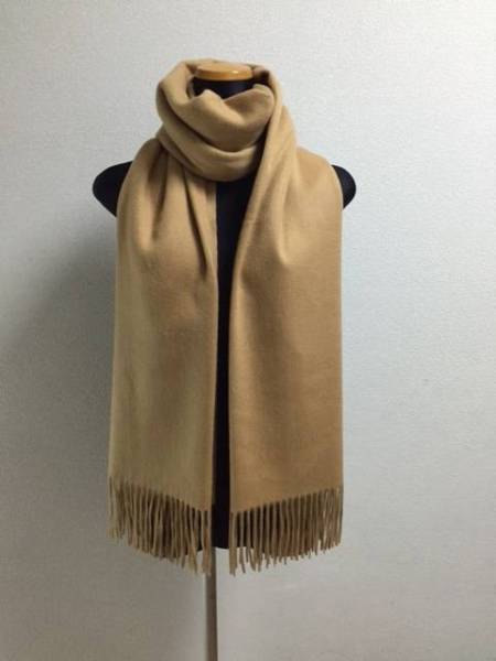 【新品】極上 カシミア100％ 大判ストール キャメル（微難有り）