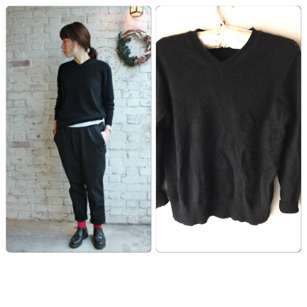 15AWジャーナルluxe QUARTERLYカシミア100% Vネックプルトップス