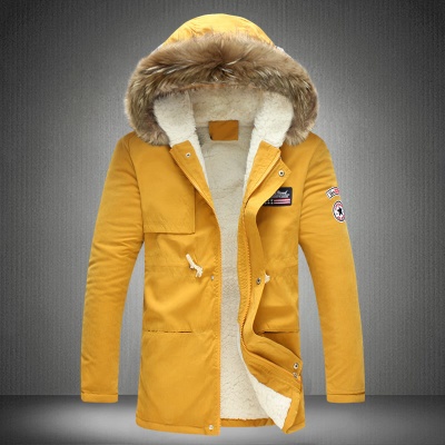 メンズ 男性 棉入り*防寒 ロングコート黄色いMY104Y 5XL