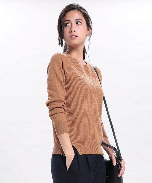 ロペ ROPE' 畔切り替え ウール ニット