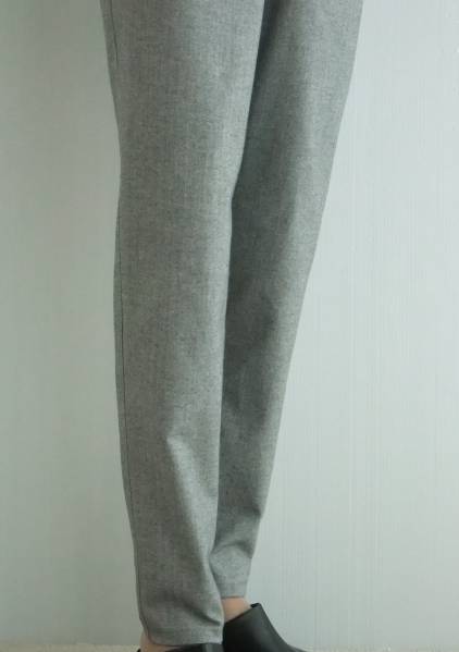 ハンドメイド★3L★グレー★ポケ付ストレッチ★テーパードパンツ