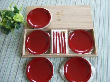 銘々皿 漆塗り 未使用会津漆器 溜 天然木 5客 大峰 漆器 |