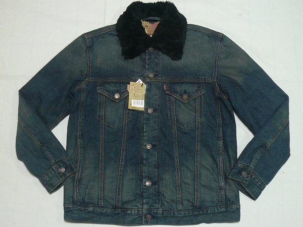 新品LEVIS[70500-0222]デニムシェルパトラッカーL(40)黒ボア襟