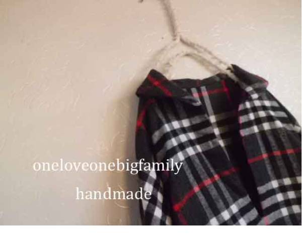 ハンドメイドバーバリー調チェック起毛まる衿シャツワンピ