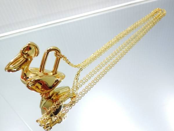 1円 エルメス カデナ ペリカン ネックレス ゴールド 超美品 エルメス