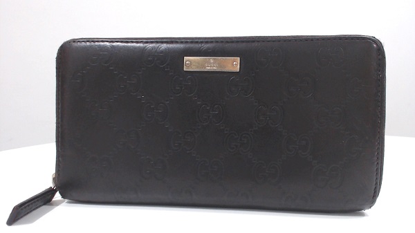 1円美品☆グッチ☆グッチシマ ラウンド長財布 茶