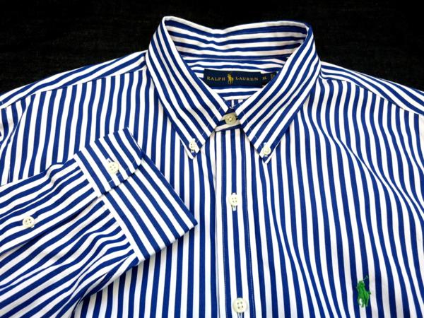 ★新品未使用Ralph Lauren BDシャツ白青ストライプXL