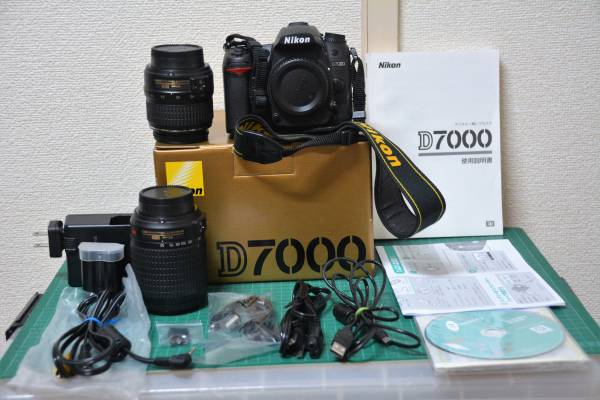 ★値下げ★【完動美品・付属品完備＋オマケ】Nikon D7000 Wレンズセット D7000全て揃っている本体セットとレンズ2本（Wレンズ）完動品 Nikon