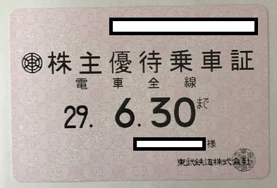 【送料無料】　東武鉄道　株主優待乗車証　定期タイプ