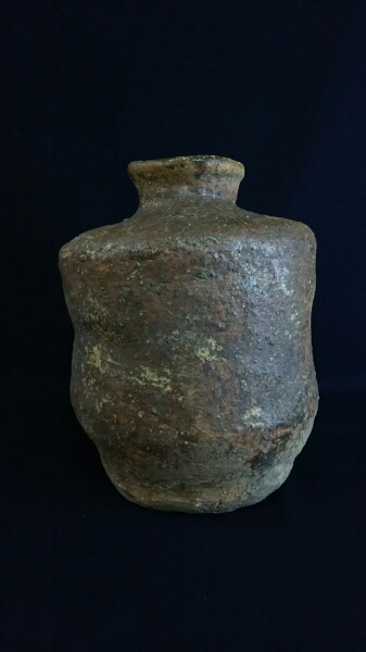 古備前 花器 壺 華道具 備前焼 花瓶 壷 三耳 花入 △801062*