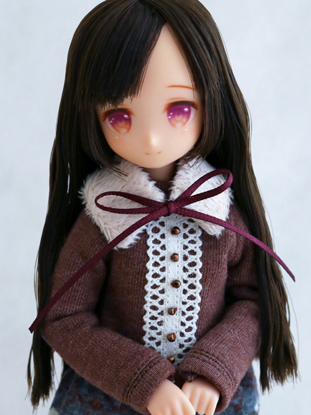 花小鳩* 1/6カスタムヘッド 茶髪紫目 ワンピース&ティペット付