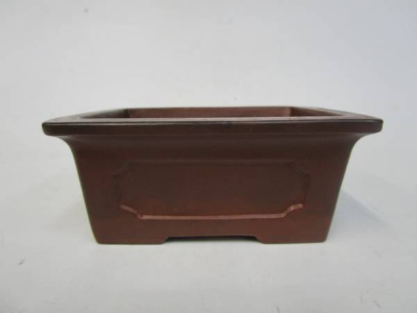 盆栽鉢・中国鉢＜中国宜興　在銘　額入長方＞