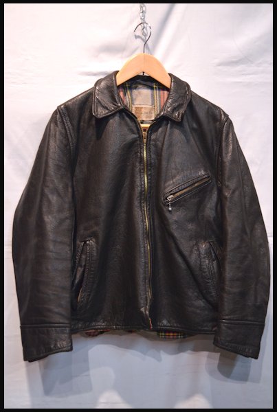 1円～【ビンテージ】エアロレザーハーフベルテッド40ジャケット